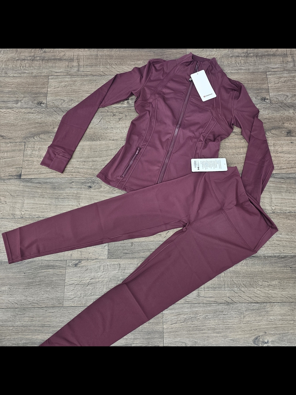 lululemon athletica Women's Burgundy Zip Jacket & Leggings Set
